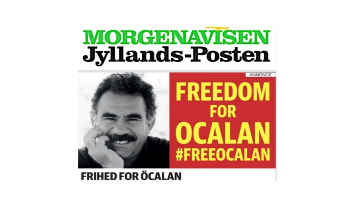 Jyllands-Posten udgiver en helsides annonce, der kræver frihed for Abdullah Öcalan