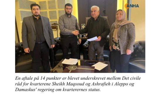 Aftale mellem Det civile råd for kvarterene Sheikh Maqsoudog Ashrafieh i Aleppo og Damaskus’ regering
